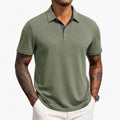 Polo homme taille M en maille texturée vert kaki à manches courtes style décontracté